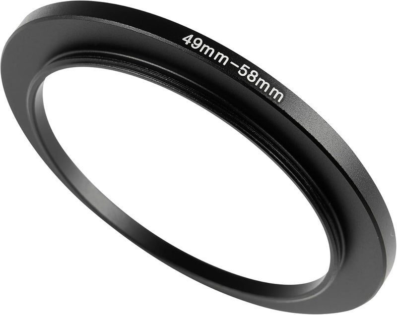 JOYTOLIN 49-58mm Metal Step-Up Ring Adapter Compatible with Mirrorless Cameras DSLR Lens, UV CPL ND Filter Thread Converter, Black - Image 1